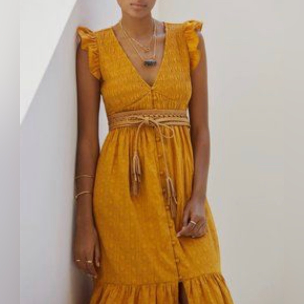 Anthropologie Peregrine Maxi Dress in Gold (size S)